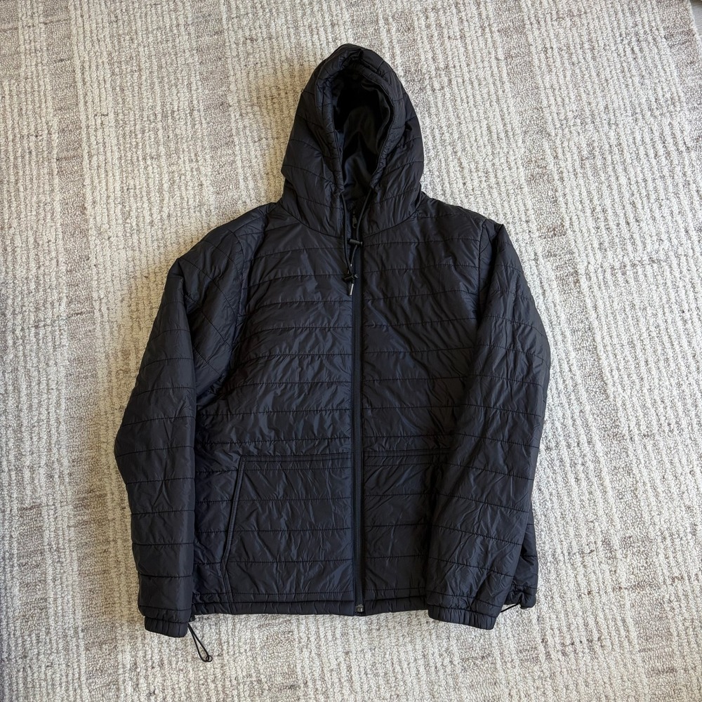Banks Journal Mens Black Quilted Puffer Jacket Hooded Full Zip Size Large